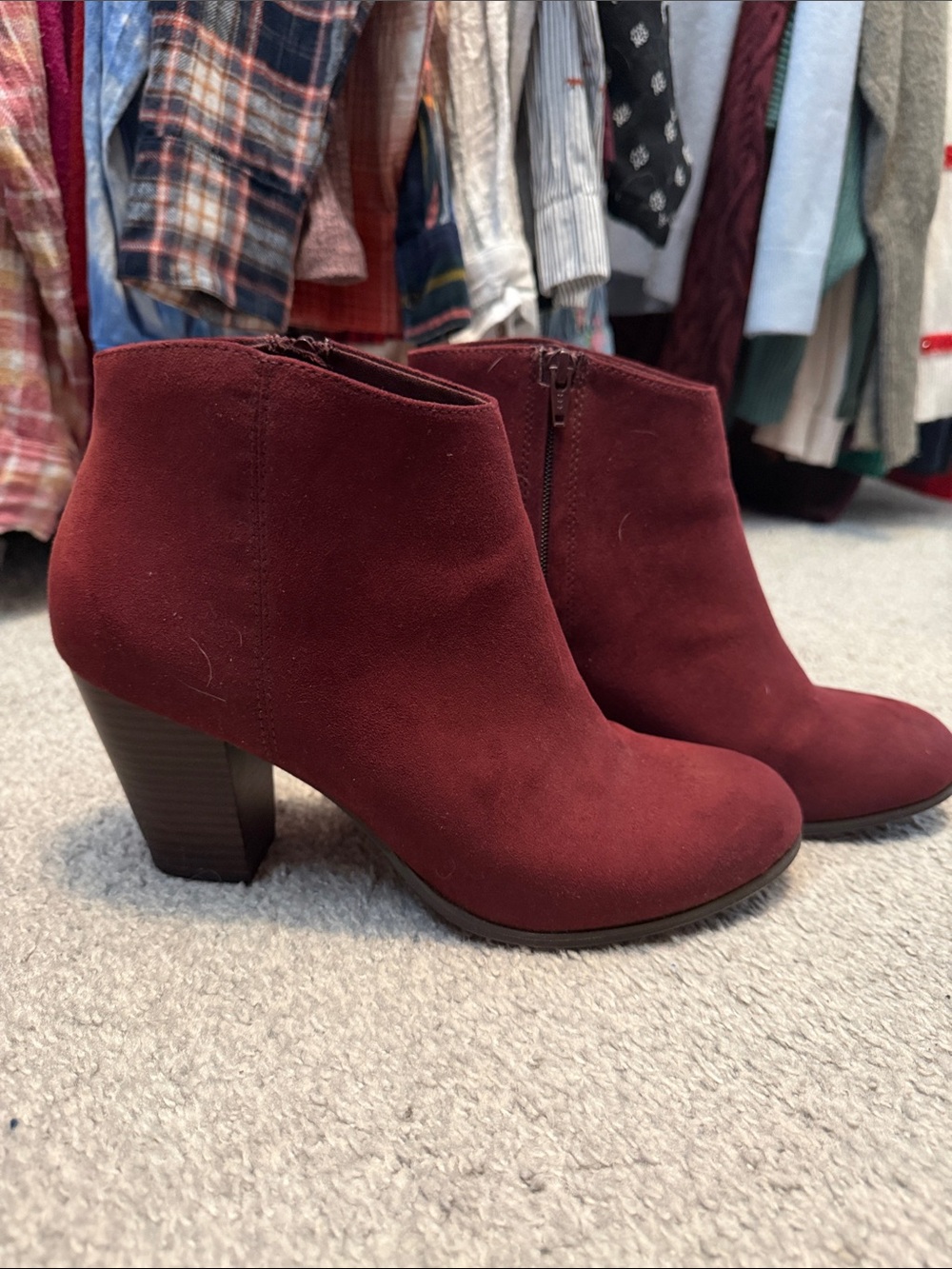 Old Navy Burgundy Suede Ankle Booties